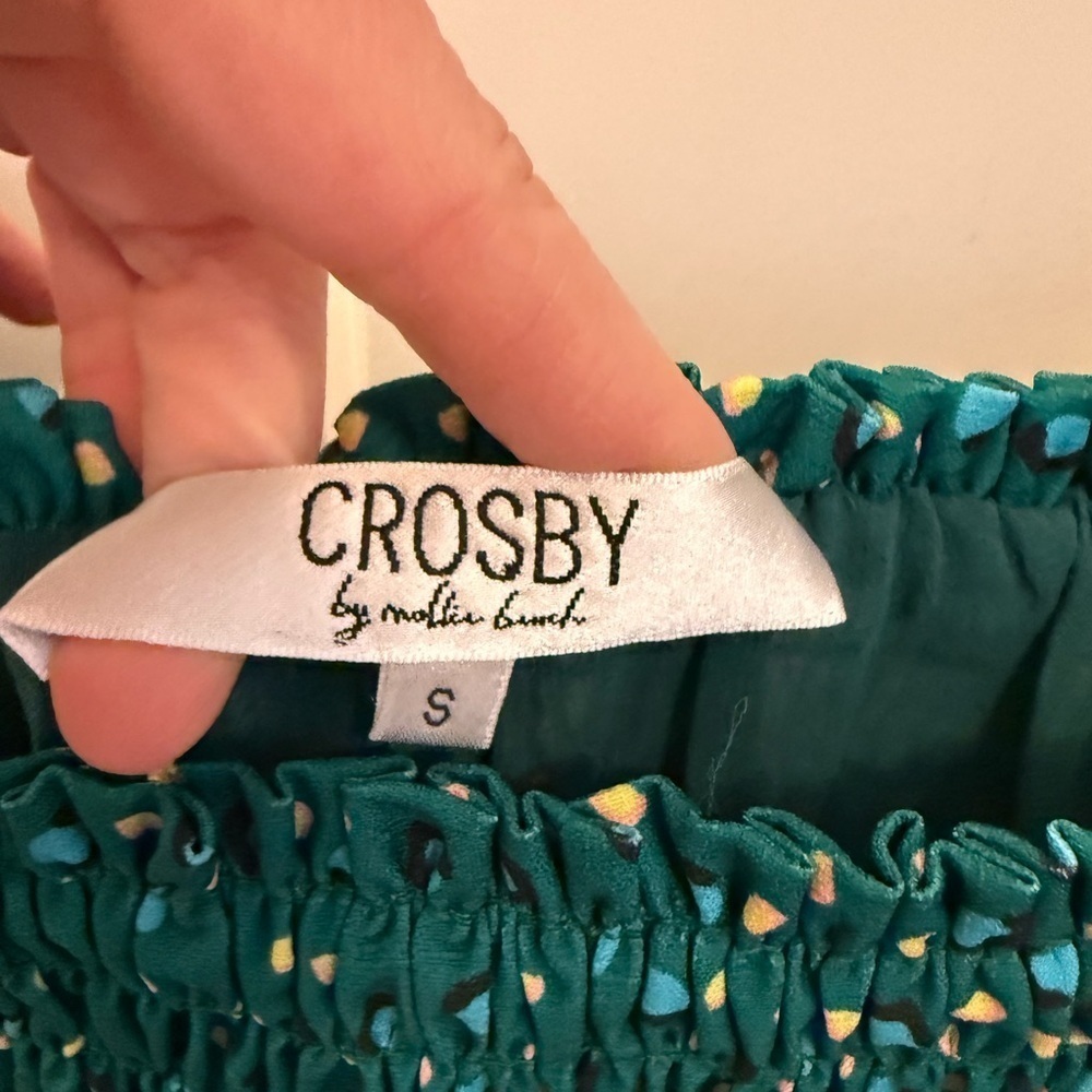 CROSBY by Mollie Burch Smocked Top with Puff Sleeves Size Small - Picture 4 of 10